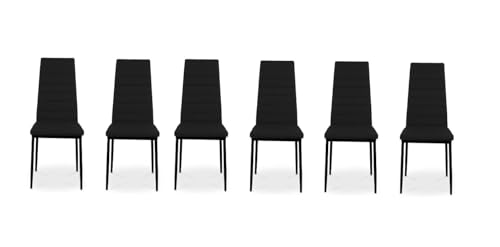 IZTOSS Sillas de comedor de 6 piezas - Juego de 6 sillas de cocina moderna con patas de metal, cojín integrado (A-Negro-6 piezas)