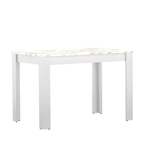 Temahome Mesa de comedor Nice, tablero de partículas de melamina, blanco y efecto mármol, 110 x 70 x 73,4 cm
