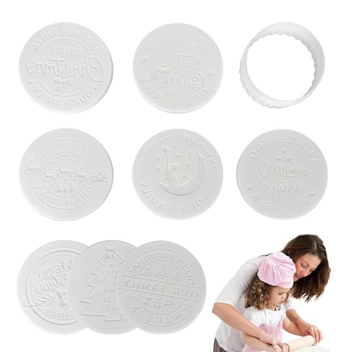 2024 Personalized Christmas Cookie Stamp,Unique 3D Raised Design Christmas Cookie Stamps,Christmas Cookie Stamps For Fondant Round Cookie Baking Stam, Cupcake Topper Biscuit Cutter